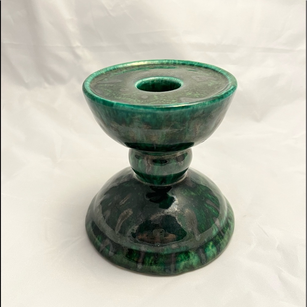 Gail Pittman Limited Edition Studio Pottery Candleholder, Green, Signed